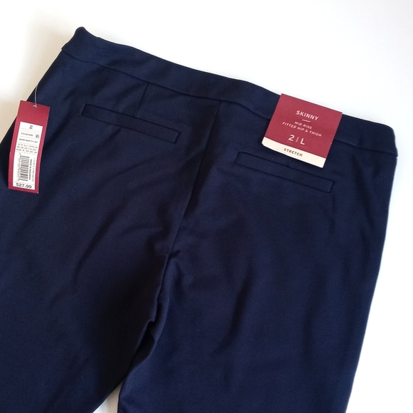 Merona Navy Blue Mid Rise Skinny Straight Pants Rayon Nylon Blend 2L (Stretch) - Picture 9 of 15